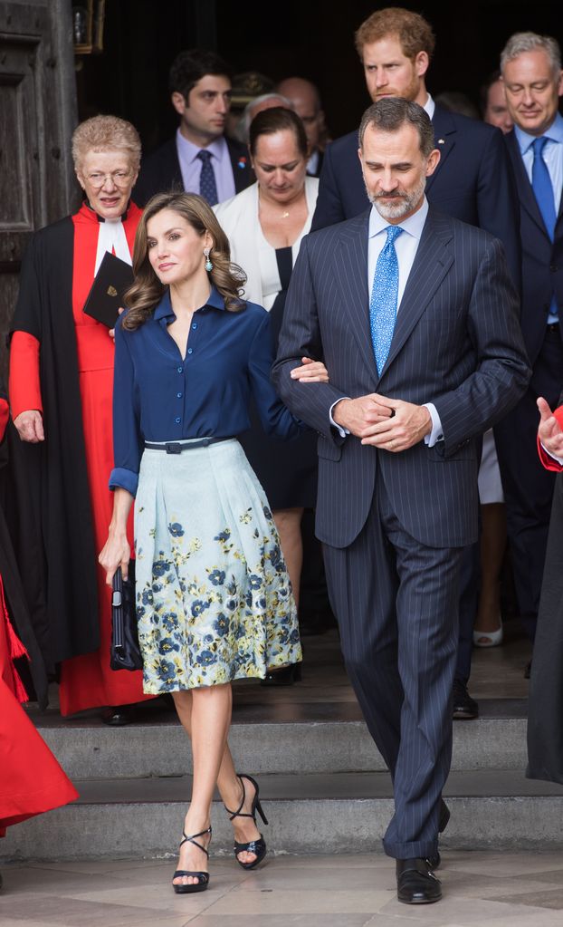 Queen Letizia and King Felipe leaving Westminster Abbey 