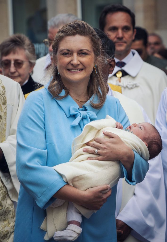 Hereditary Grand Duchess Stephanie carrying a baby Prince Francois