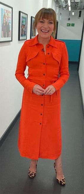 Lorraine Kelly in a Massimo Dutti orange dress