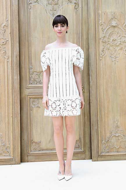 lily collins short dress