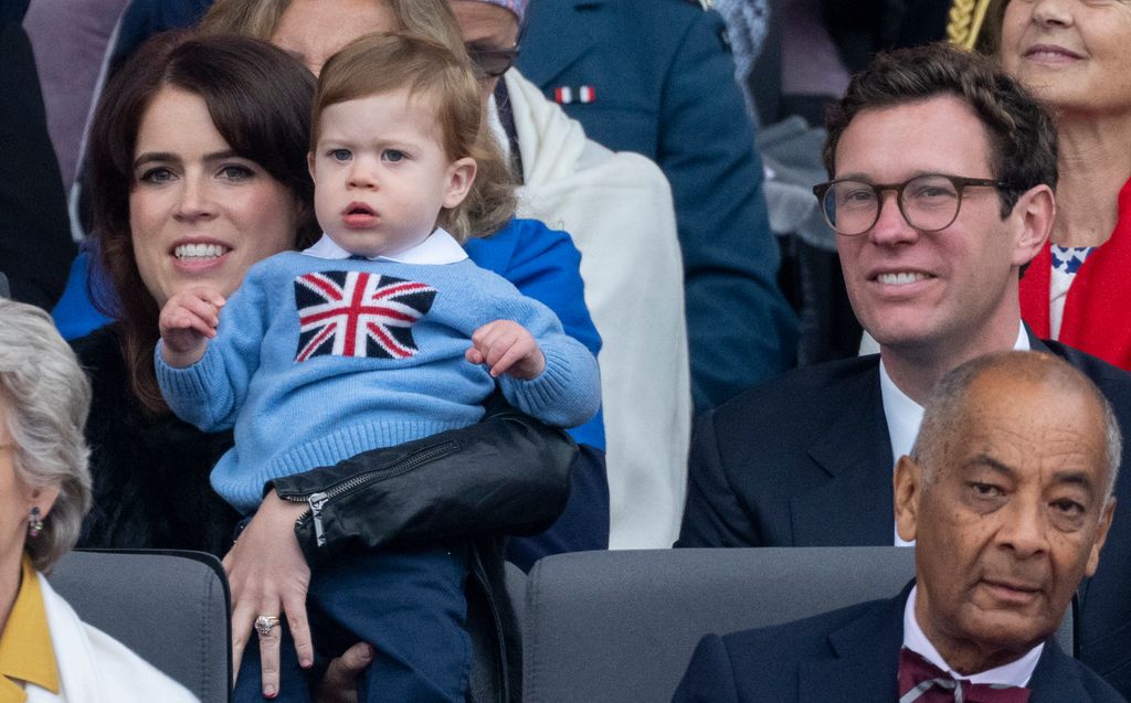 Eugenie holding son August at Platinum Jubilee