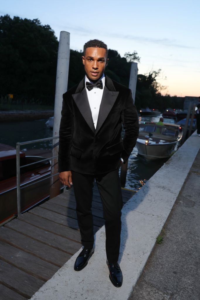 Lucien Laviscount attends the amfAR Gala Venezia 2024 presented by Red Sea International Film Festival and World Gold Council at Hangar Nicelli on September 01, 2024 in Venice, Italy.