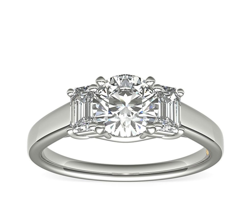 ZAC ZAC POSEN Three-Stone Emerald-Cut Diamond Engagement Ring In Platinum