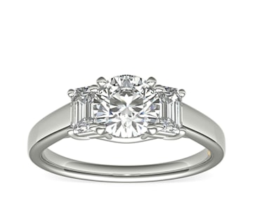 ZAC ZAC POSEN Three-Stone Emerald-Cut Diamond Engagement Ring In Platinum