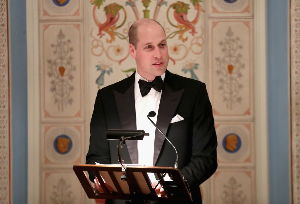Prince William gives a speech during a dinner at the Royal Palace in Oslo, Norway.  