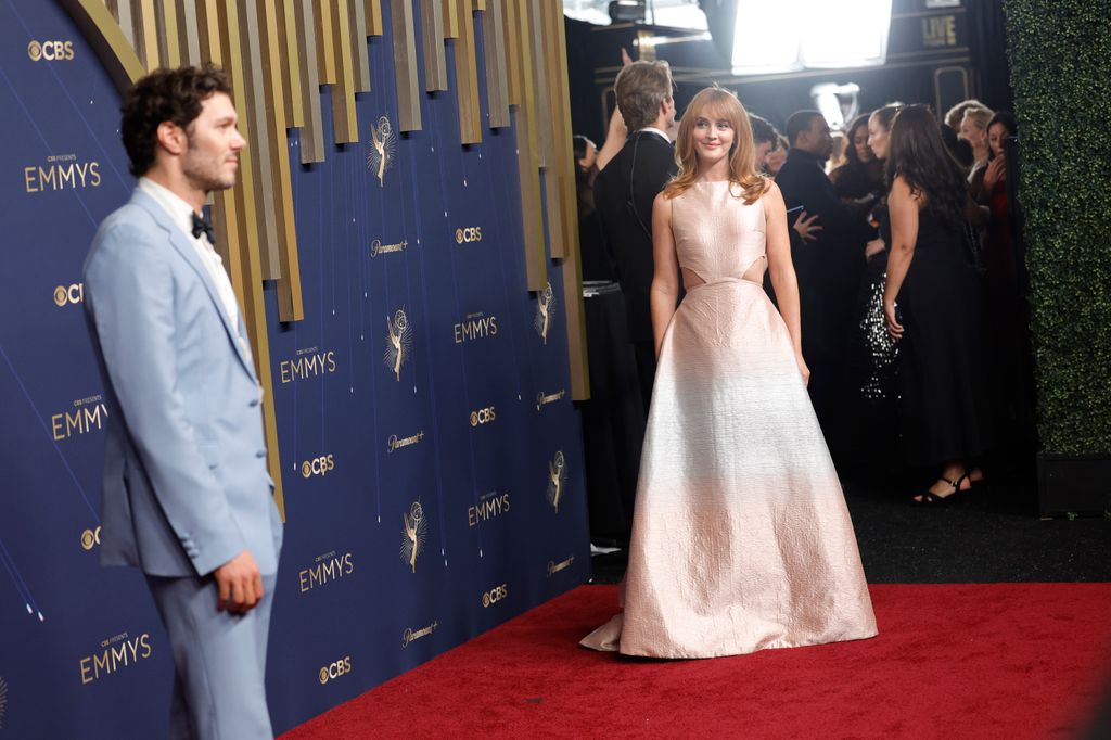 Adam Brody, Leighton Meester at the 77th Primetime Emmy Awards held at the Peacock Theater on September 14, 2025 in Los Angeles, California.