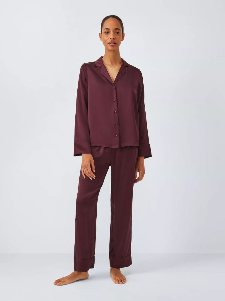 Piped Trim Pure Silk Long Pyjama Set