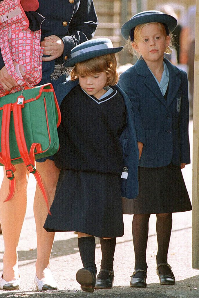 Princess Eugenie's First Day At Upton House School In Windsor. Her Sister, Princess Beatrice, Accompanies Her.