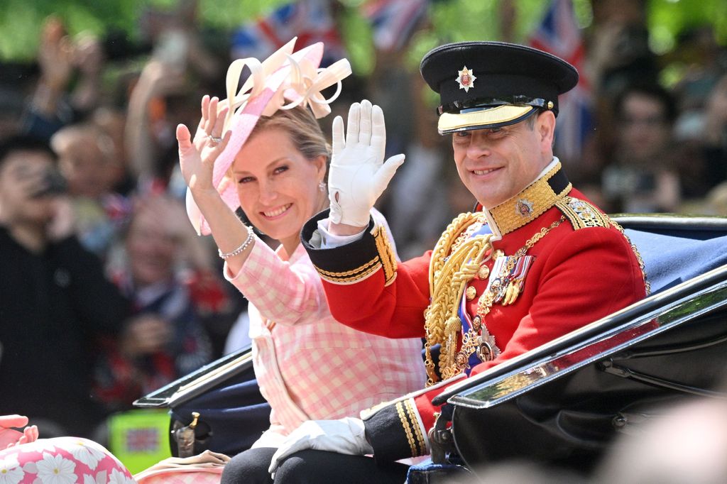 Sophie and Edward wave from carriage at Trooping 2022