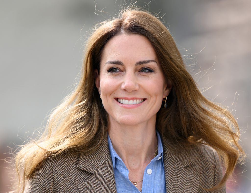 Kate Middleton, the Princess of Wales looked stunning in Scotland wearing a blazer and a blue shirt.