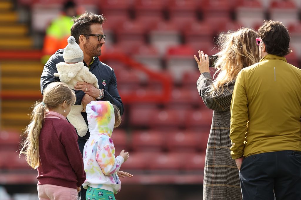 Ryan Reynolds and Blake Lively with their children at Wrexham