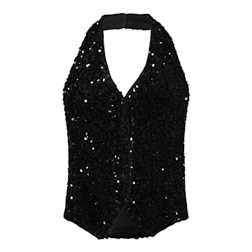 sequin black halterneck