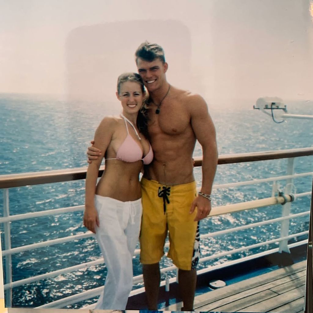 Alan and Catherine in swimwear on board a yacht