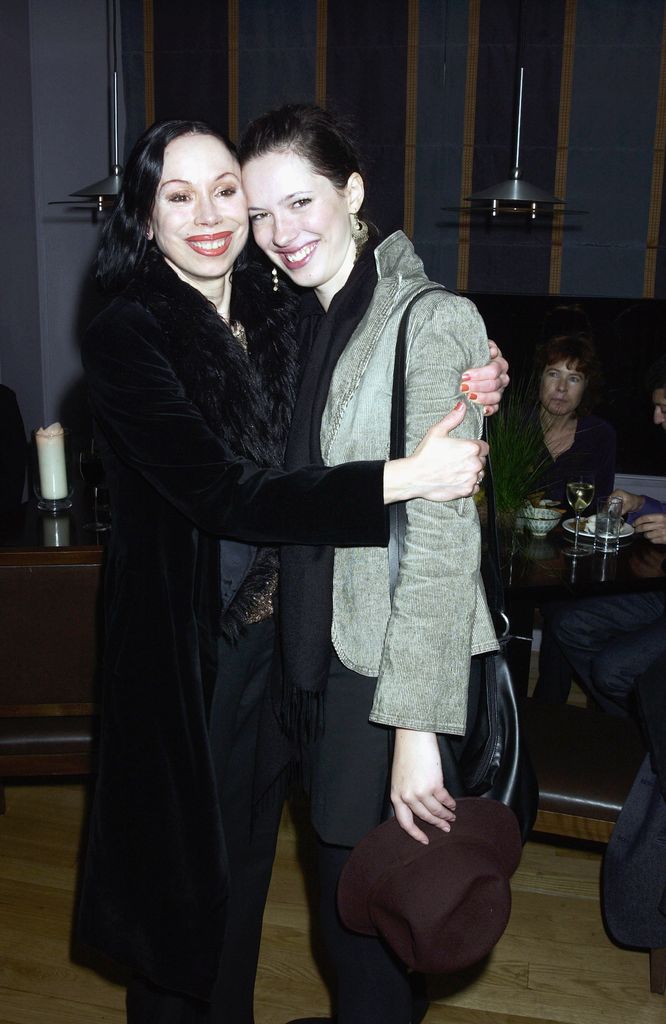 Maria Ewing embracing daughter Rebecca Hall