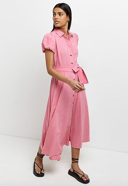 River Island pink shirt dress 2