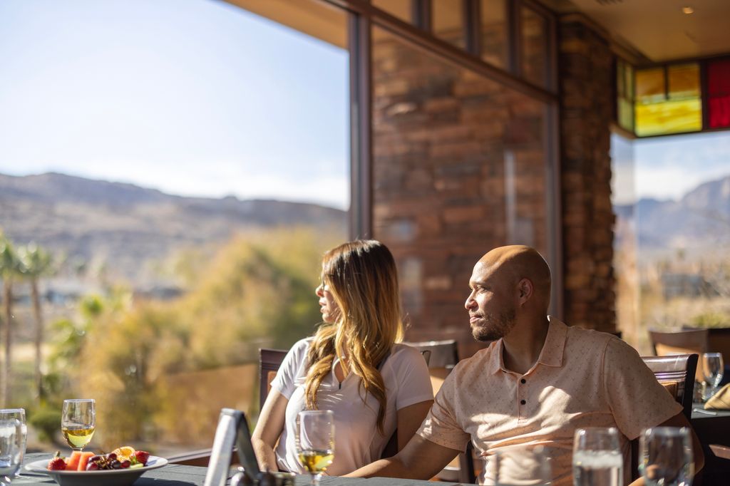 A couple enjoying a meal at the country club