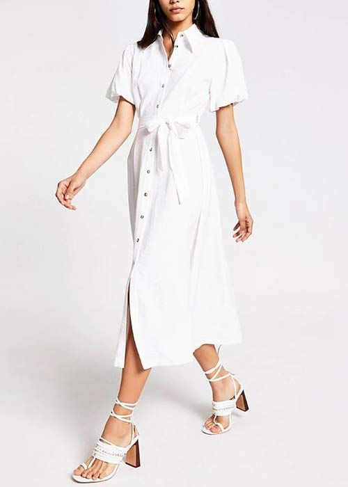 river island white puff sleeve dress