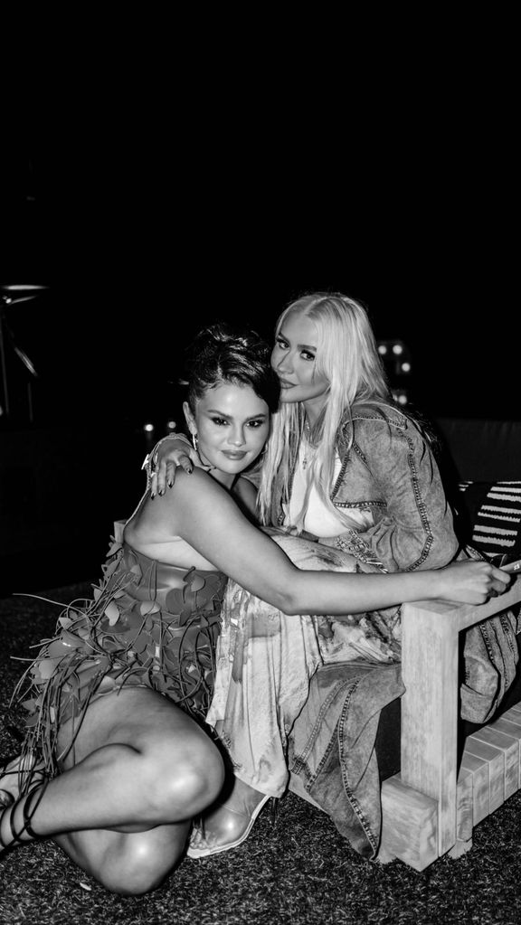 Selena Gomez and Christina Aguilera in a photo shared from Selena Gomez's 31st birthday party on Instagram
