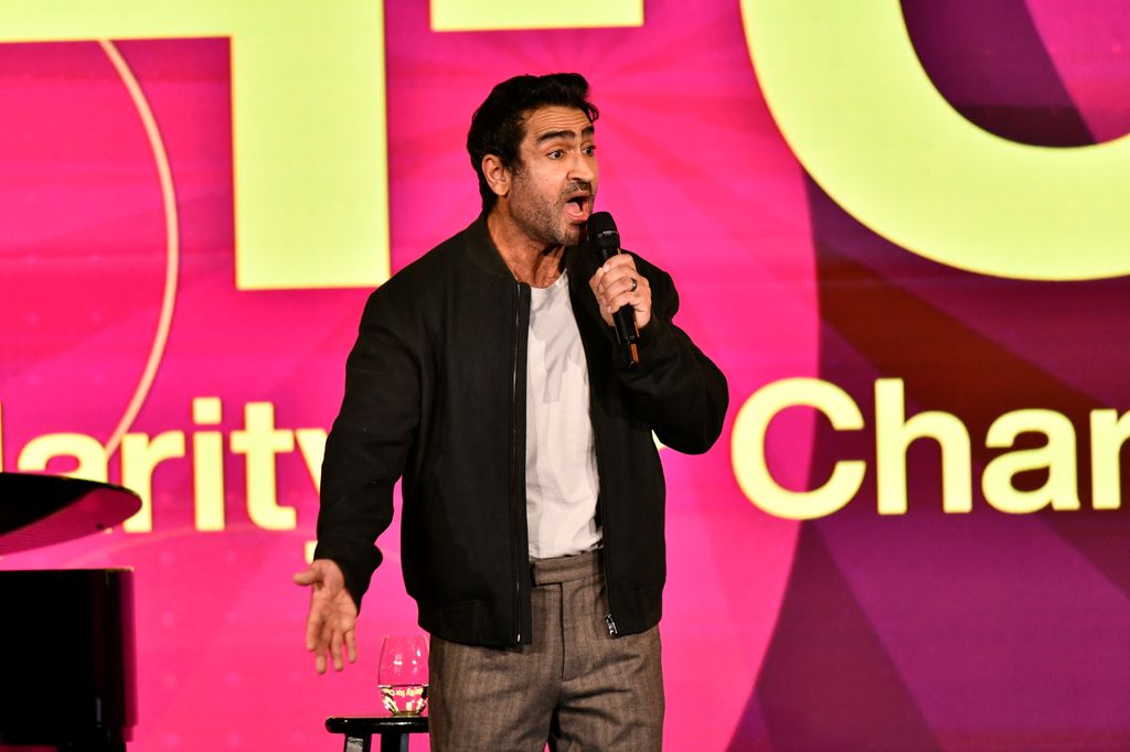 Kumail Nanjiani performs at Hilarity For Charity's annual fundraiser to support Alzheimer's at Rolling Greens DTLA on November 15, 2025 in Los Angeles, California