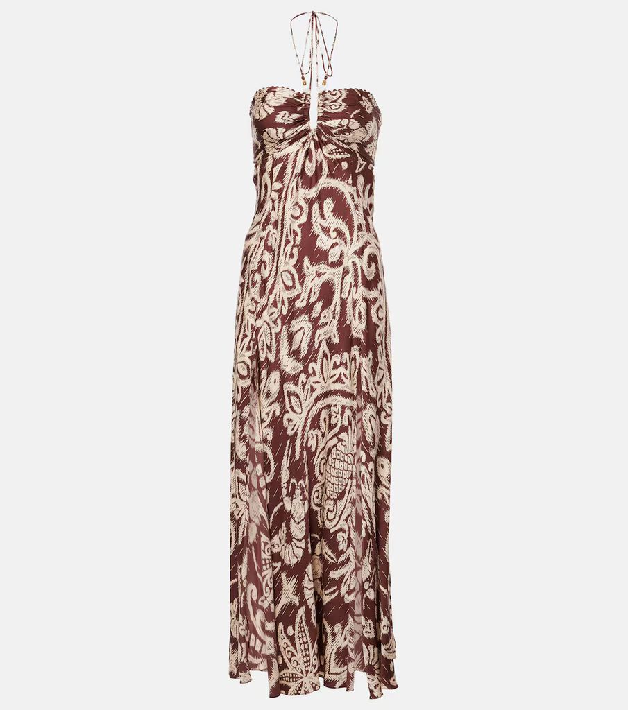 brown white halterneck dress