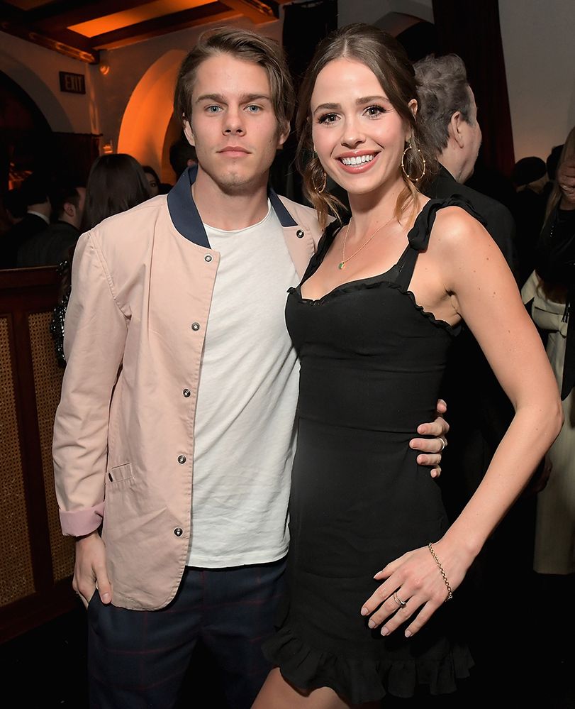 Jake Manley (L) and Jocelyn Hudon attend the Cadillac Oscar Week Celebration in 2019