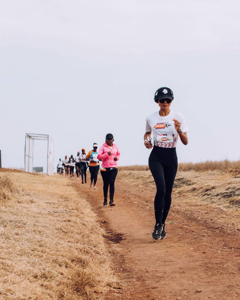 The Marchioness of Bath, Emma Thynn, of takes on 10km of the Lewa Safari Marathon in aid of the Tusk Trust