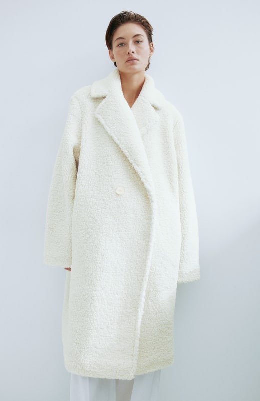 h and m white teddy coat 