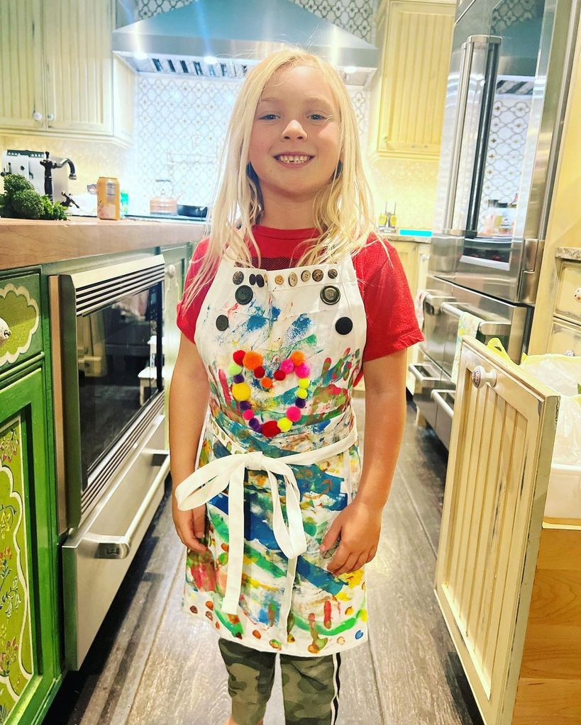 Pink's son Jameson in their colorful kitchen