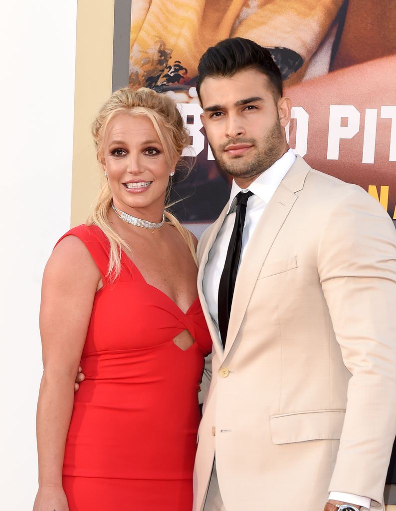 Britney Spears and Sam Asghari attend Sony Pictures' "Once Upon a Time ... in Hollywood" Los Angeles Premiere on July 22, 2019 in Hollywood, California