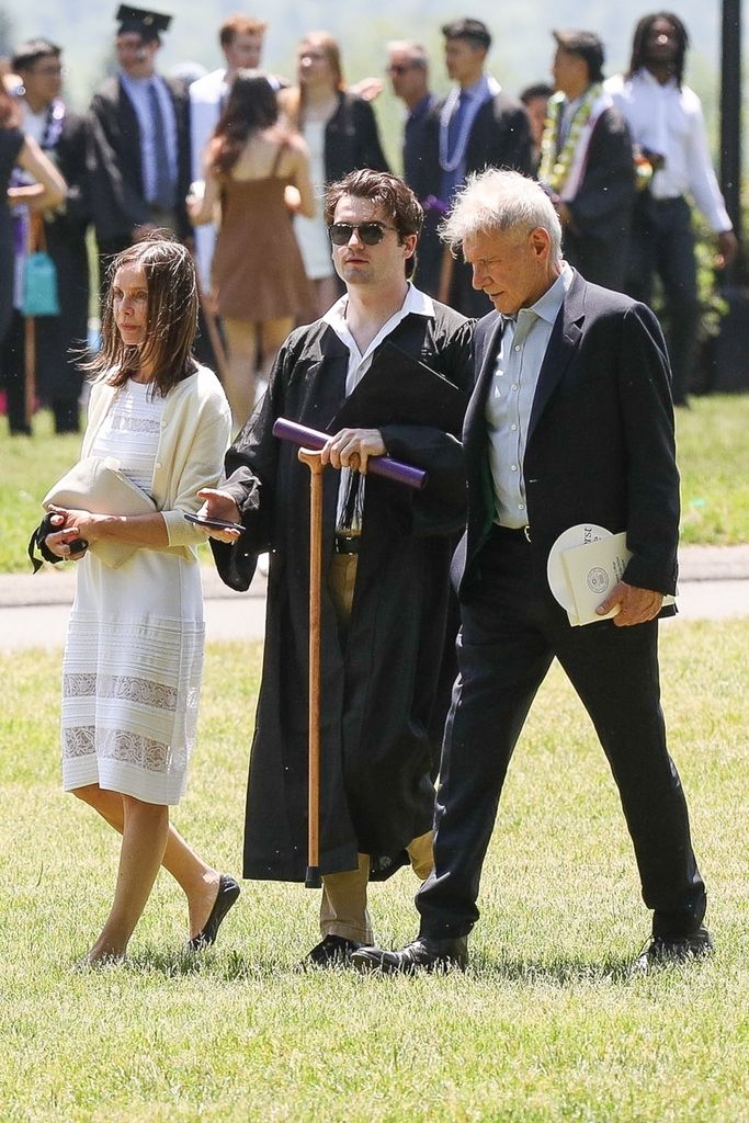 Proud parents Harrison Ford and Calista Flockhart attend their son Liam Flockhart's graduation




