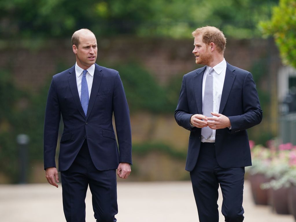 William and Harry walking through Sunken Garden