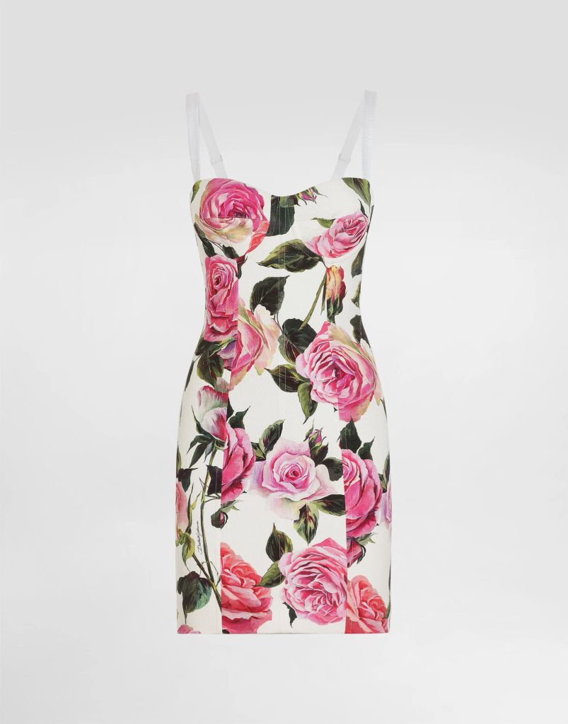 rose print midi dress by d&g