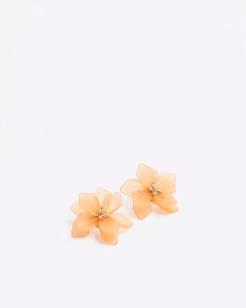 Orange Flower Stud Earrings