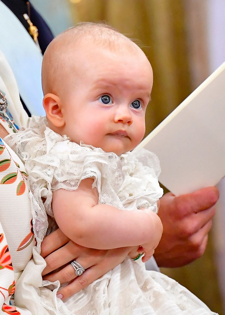 Prince Julian wearing royal christening gown