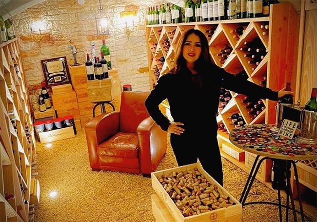 salma hayek wine cellar