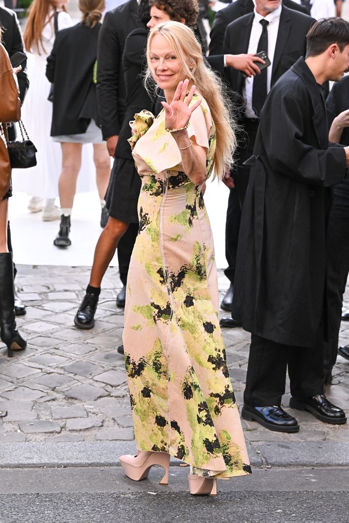 Pamela Anderson attends the Victoria Beckham Womenswear Spring/Summer 2024 show as part of Paris Fashion Week 