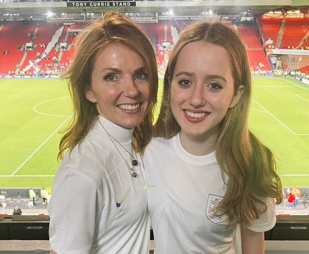 Geri Horner and daughter Bluebell watching the Lionesses play