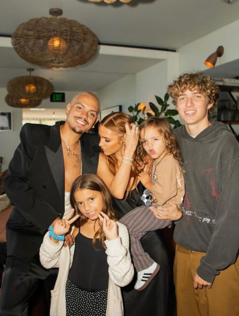 Photo shared by Ashlee Simpson on Instagram November 2024 with Evan Ross and their three kids