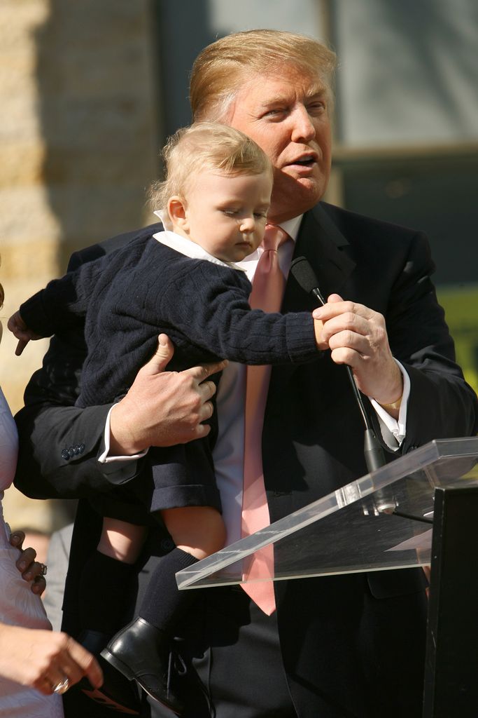 Barron Trump was born in 2006 - pictured with dad Donald Trump