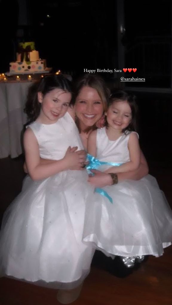 Sara Haines pictured with Amy Robach's daughters