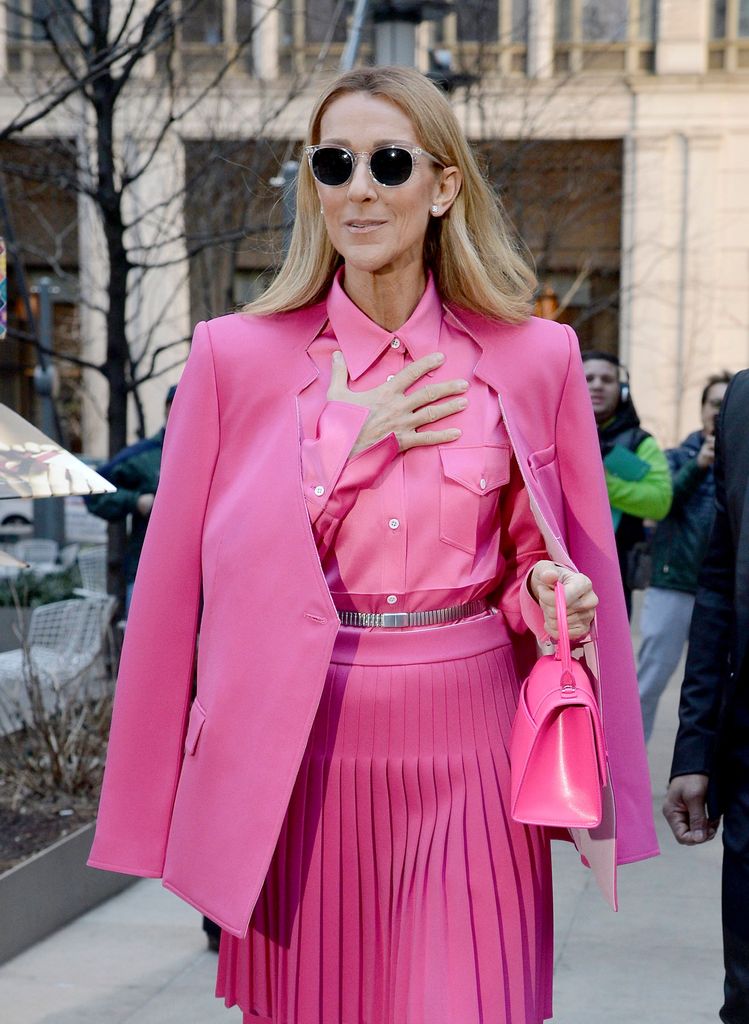 Celine Dion out and about in New York wearing pink