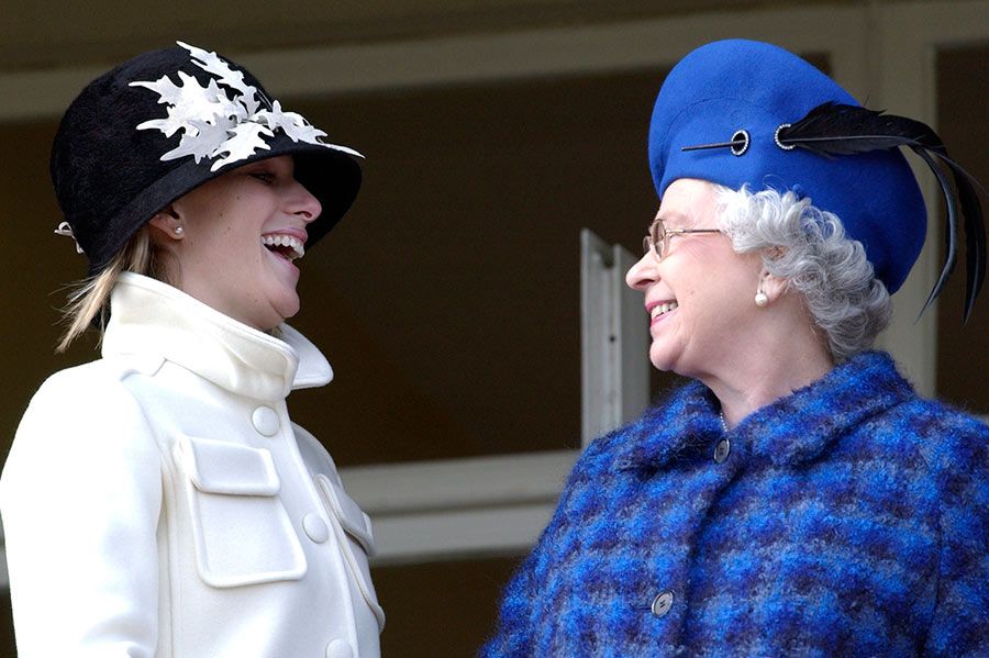 queen makes zara phillips laugh