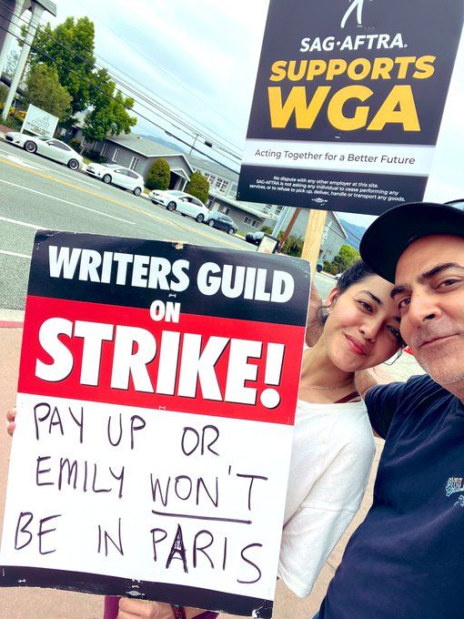 Jason and Yasmine showed their support for the strike 