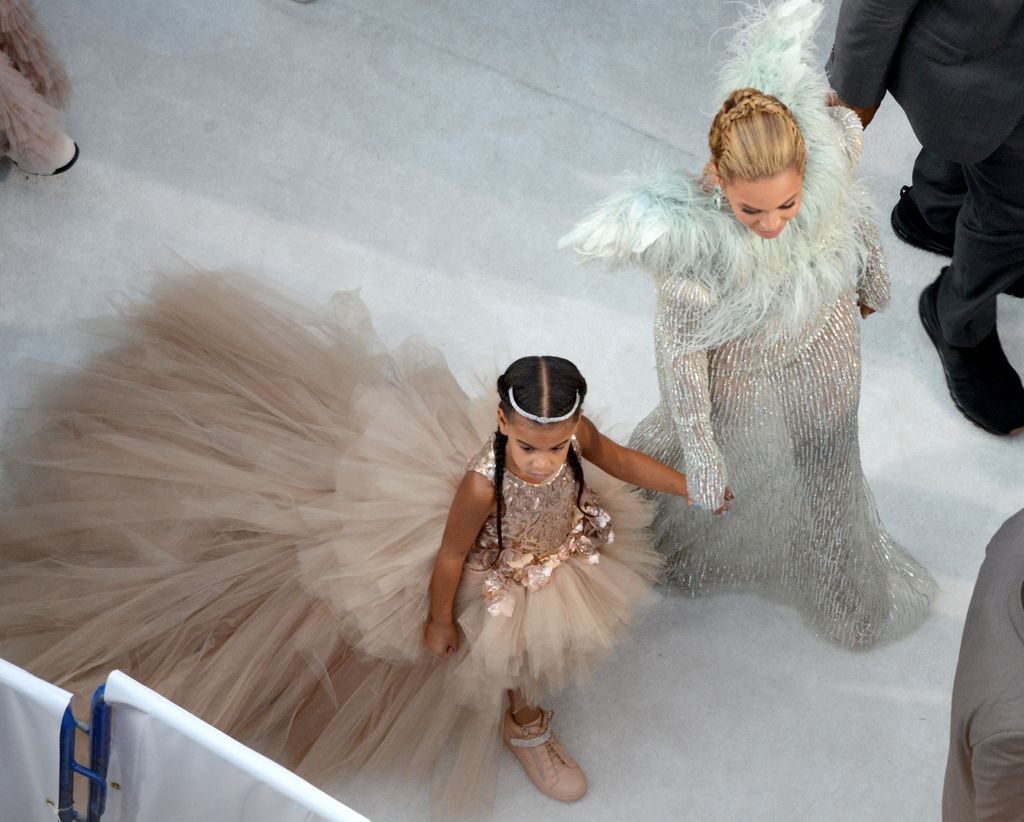 An aerial view of Beyonce with her daughter Blue Ivy