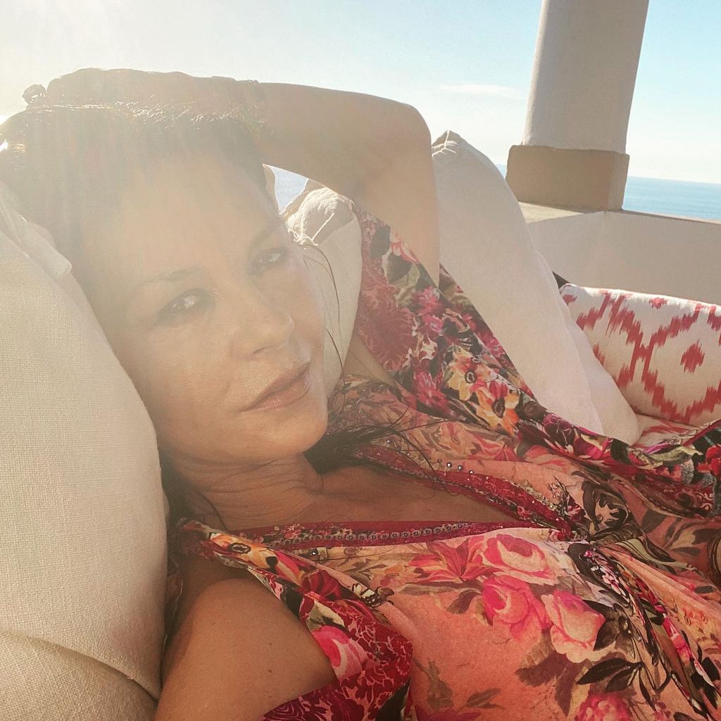 Catherine Zeta-Jones relaxing on Villa S'Estaca's terrace