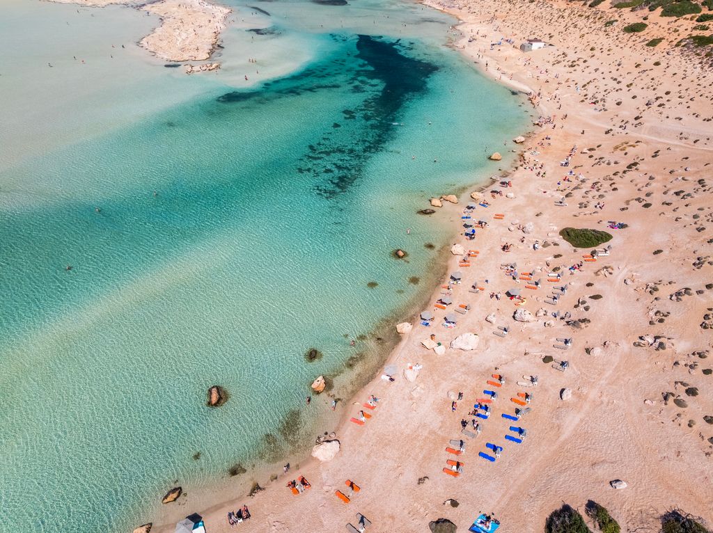Aerial view of Balos beach lagoon. Crete, Greece