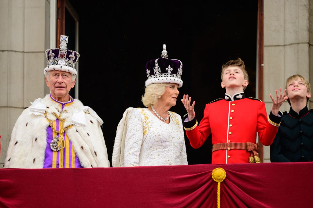 King Charles and Queen Camilla stood with Freddy Parker-Bowles and Louis Lopes