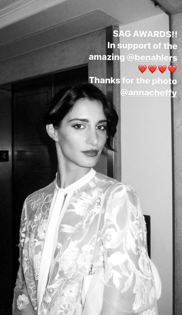 Photo shared by Audrey McGraw to Instagram Stories February 25 of her in a white dress attending the SAG Awards