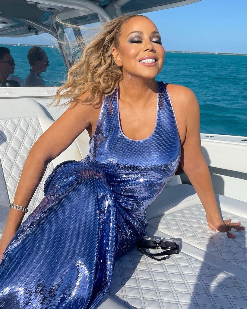 Mariah Carey shows off her birthday outfit in a photo shared on Instagram