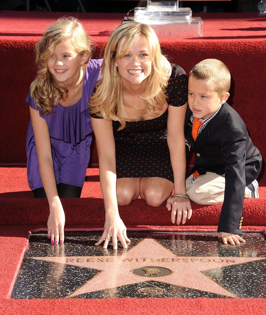Reese Witherspoon and Children Ava and Deacon attends the Reese Witherspoon Hollywood Walk Of Fame Star Induction Ceremony on December 1, 2010 in Hollywood, California